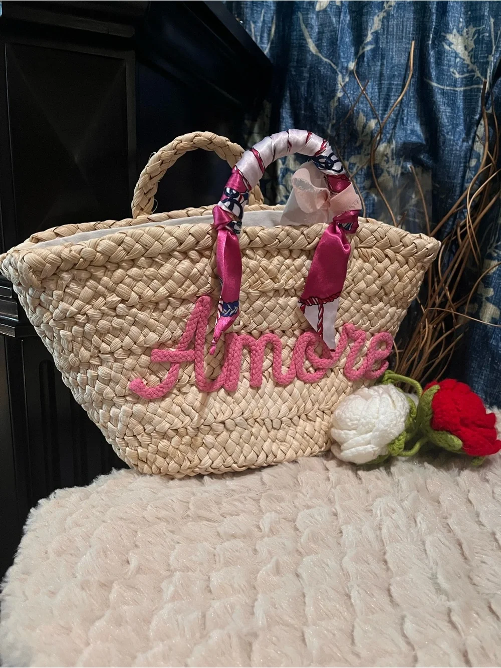 nwt “Amore” Mini Straw Tote